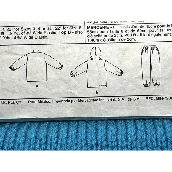 McCalls 7378 Sewing pattern Kids jacket top pull on pants size 6 - Picture 6 of 6
